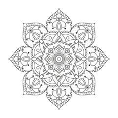 Flower Mandala. Vintage decorative elements. Oriental pattern, vector illustration. Islam, Arabic, Indian, moroccan,spain, turkish, pakistan, chinese, mystic, ottoman motifs. Coloring book page