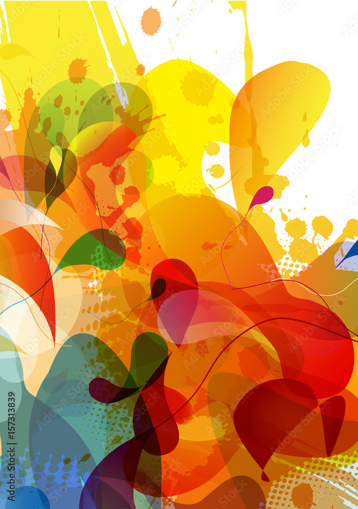 Wall mural abstract colored background with different shapes.