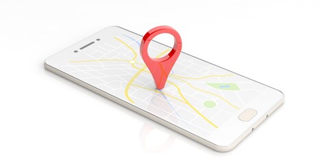 Map pointer location isolated on a smartphone. 3d illustration © Rawf8