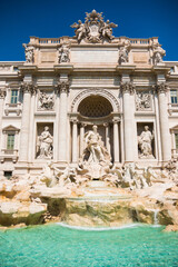 Fototapeta na wymiar View of The Famous Trevi Fountain in Rome