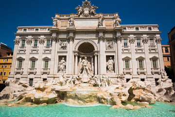 Fototapeta na wymiar View of The Famous Trevi Fountain in Rome