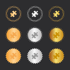 Puzzleteil - Bronze, Silber, Gold Medaillen