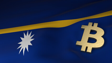 Bitcoin Currency Symbol on Flag of Nauru
