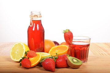 Fototapeta na wymiar Home-made strawberry juice