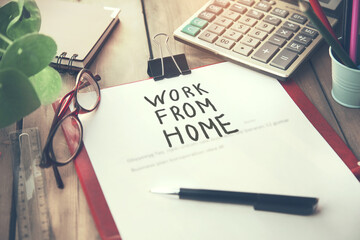work from home text on page