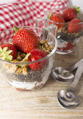 pudding with strawberries and granola