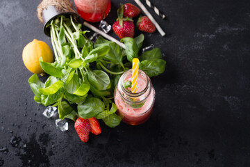 Ingredients for homemade strawberry lemonade