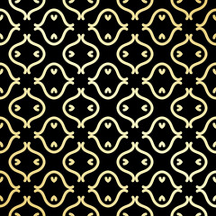 Ornamental wallpaper, vector luxury background. Vintage floral pattern on black with golden gradient.