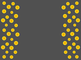 Vector gray background with golden coins and space for text