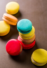Colored macaroons on a stand