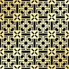 Ornamental wallpaper, vector luxury background. Vintage floral pattern on black with golden gradient.