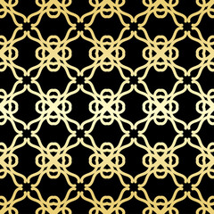 Fototapeta premium Ornamental wallpaper, vector luxury background. Vintage floral pattern on black with golden gradient.