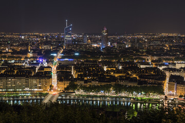 Fototapeta na wymiar Lyon la nuit - Rhône.