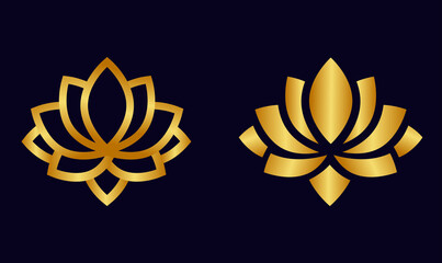 cartoon lotus flower gold set