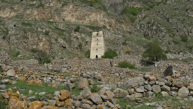 Watchtower in old ruined town