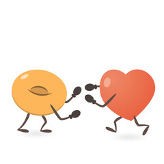 Heart and Donut Fighting 