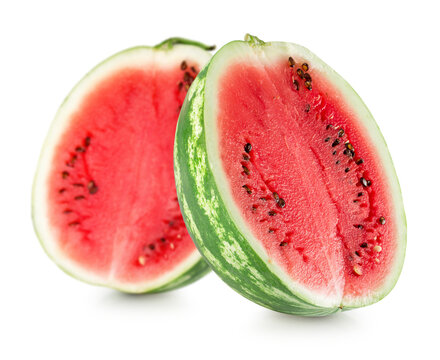 two halves of watermelon isolated on a white background