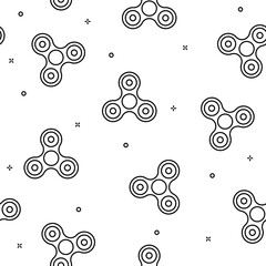 Simple black line fidget spinner seamless pattern toy vector