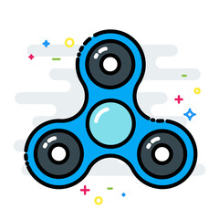 Rotating fidget spinner toy colorful line isolated vector style