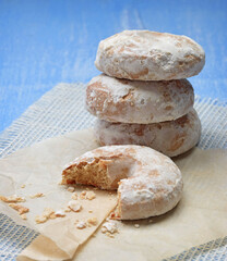 Fototapeta na wymiar Homemade cookies in glaze. Close-up. Bitten biscuit. Delicious.
