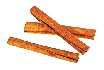 Group of cinnamon sticks isolated on a white background, spices