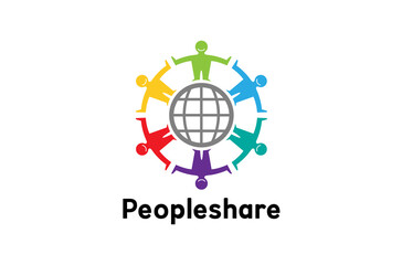 Colorful People Group Team Logo Design Illustration
