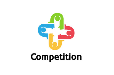 Colorful Abstract People Logo Design Illustration