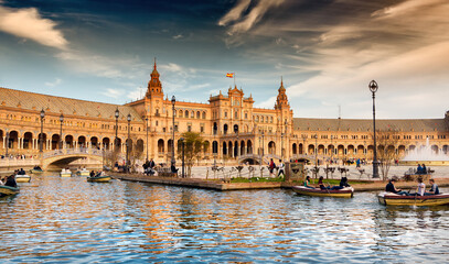 View of Spain Square in Seville, Southern Spain