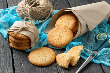 Homemade cookies with onion, sesame and spices