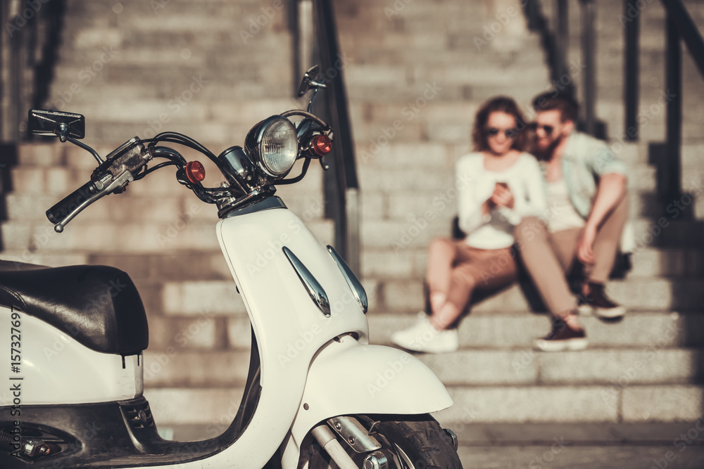 Sticker couple on scooter