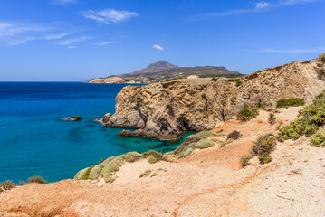 South coast of Milos island, Tsigrado beach. Cyclades, Greece.