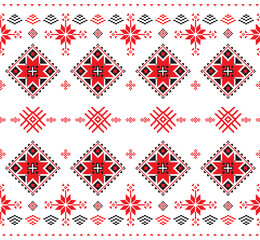 Fototapeta premium seamless pattern in Belarusian style Repeating cross-stitch embroidered folk. vector seamless pattern for fabric.