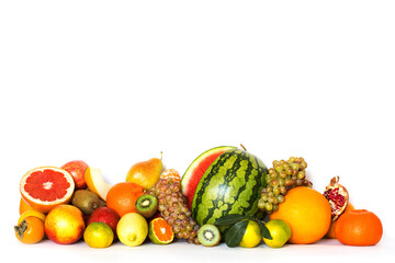 Fruits isolated on white background.