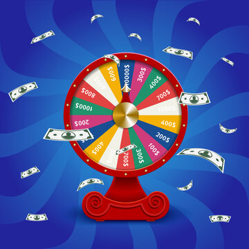 Fate wheel, 3D roulette vector illustration.