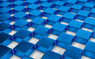 Abstract blue and white geometric background. 3D render