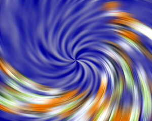 Circular blue and orange movement lines, abstract background