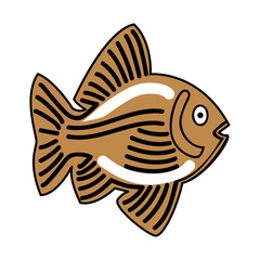 Fototapeta na wymiar Brown stylized fish.
