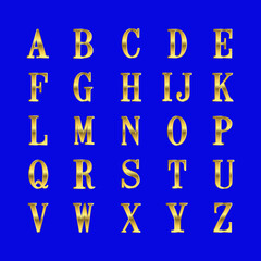 Vector golden vintage alphabet. Golden letters.