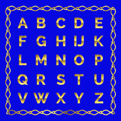 Vector golden alphabet. Golden letters.