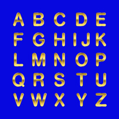 Vector golden alphabet. Golden letters.