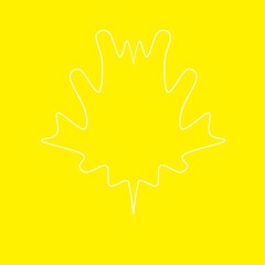 White and yellow illustration of a maple leaf