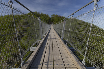 Fototapeta na wymiar geierlay, view to a large suspension bridge