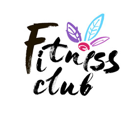 Fitness club concept logo design. Elegant hand lettering for your design. Modern brush calligraphic style. Vector