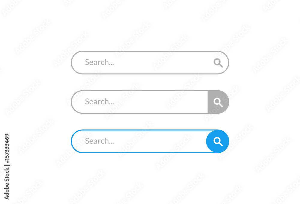 Fototapete search bar vector design element. set of search bar boxes. ui interface template isolated on white b