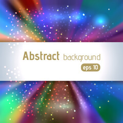 Sunburst background with colorful glittering stars. Beautiful rays of light. Vector illustration