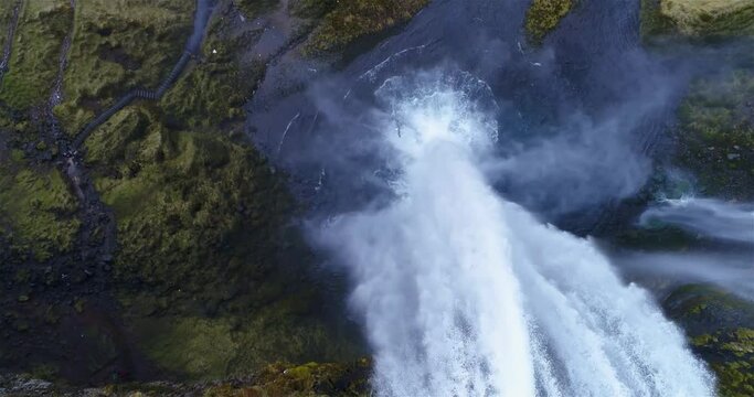 Seljalandsfoss Waterfall UHD 4K Drone Iceland
