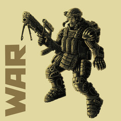 Fototapeta na wymiar Infantryman in armor suit. Vector illustration.