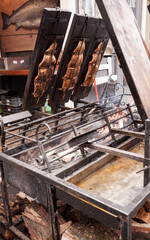 Smoking fish outdoors on the wine festival