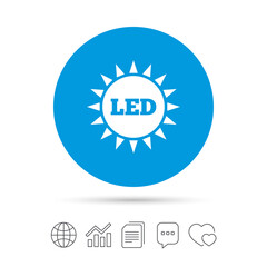 Led light sun icon. Energy symbol.