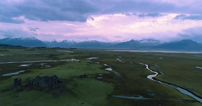 East Iceland Ruins and Sandur Aerial 4K UHD Drone